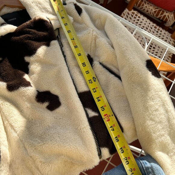 Minky Faux Fur Cow Print Moto Jacket - Picture 8 of 9